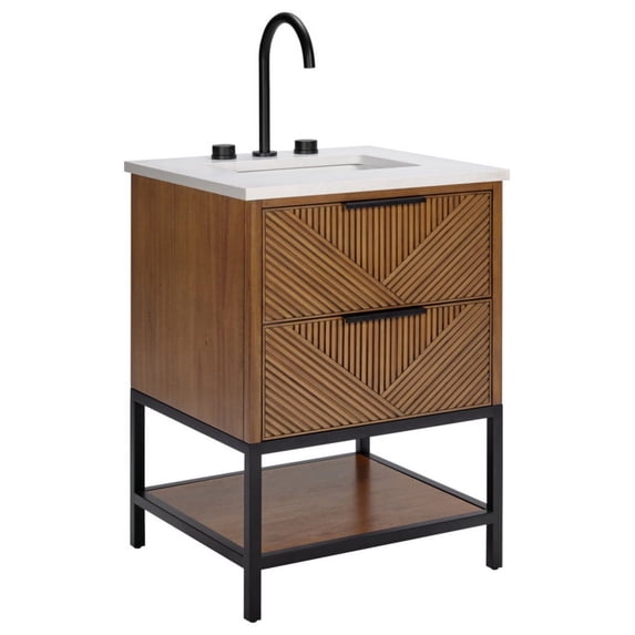 Bemma V-Dm24sfm-S-3 Diamond 24" Free Standing Single Basin Vanity Set - Walnut / Calacatta