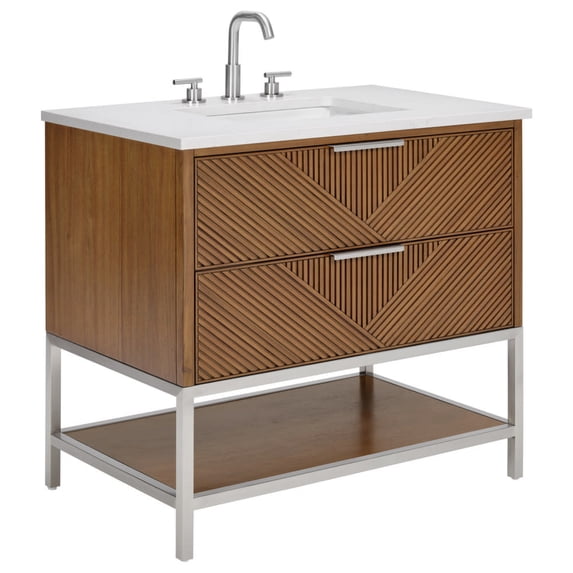 Bemma V-Dm36sfm-S-3 Diamond 36" Free Standing Single Basin Vanity Set - Walnut / Calacatta