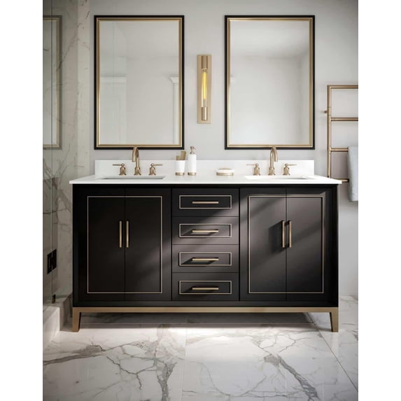 Bemma V-Gr60dfm-S-3 Gracie 60" Free Standing Double Basin Vanity Set - Midnight Black /
