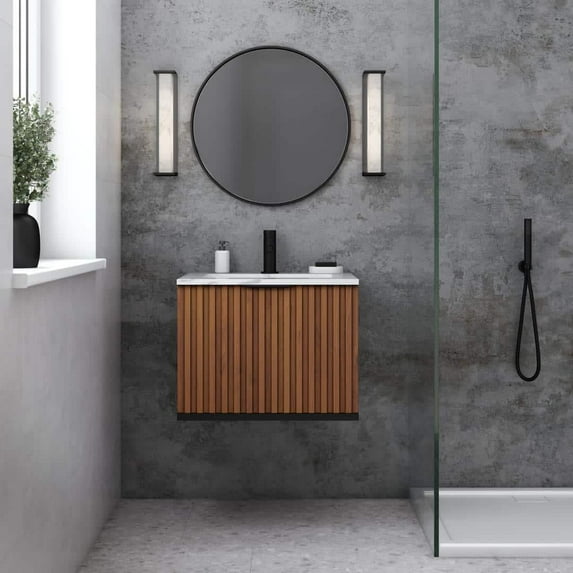 Bemma V-Tr24swm-S-1 Terra 24" Free Standing Single Basin Vanity Set - Walnut / Carrara