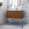 thumbnail image 1 of Bemma V-Tr36swm-S-1 Terra 36" Wall Mounted Single Basin Vanity Set - Walnut / Carrara, 1 of 7