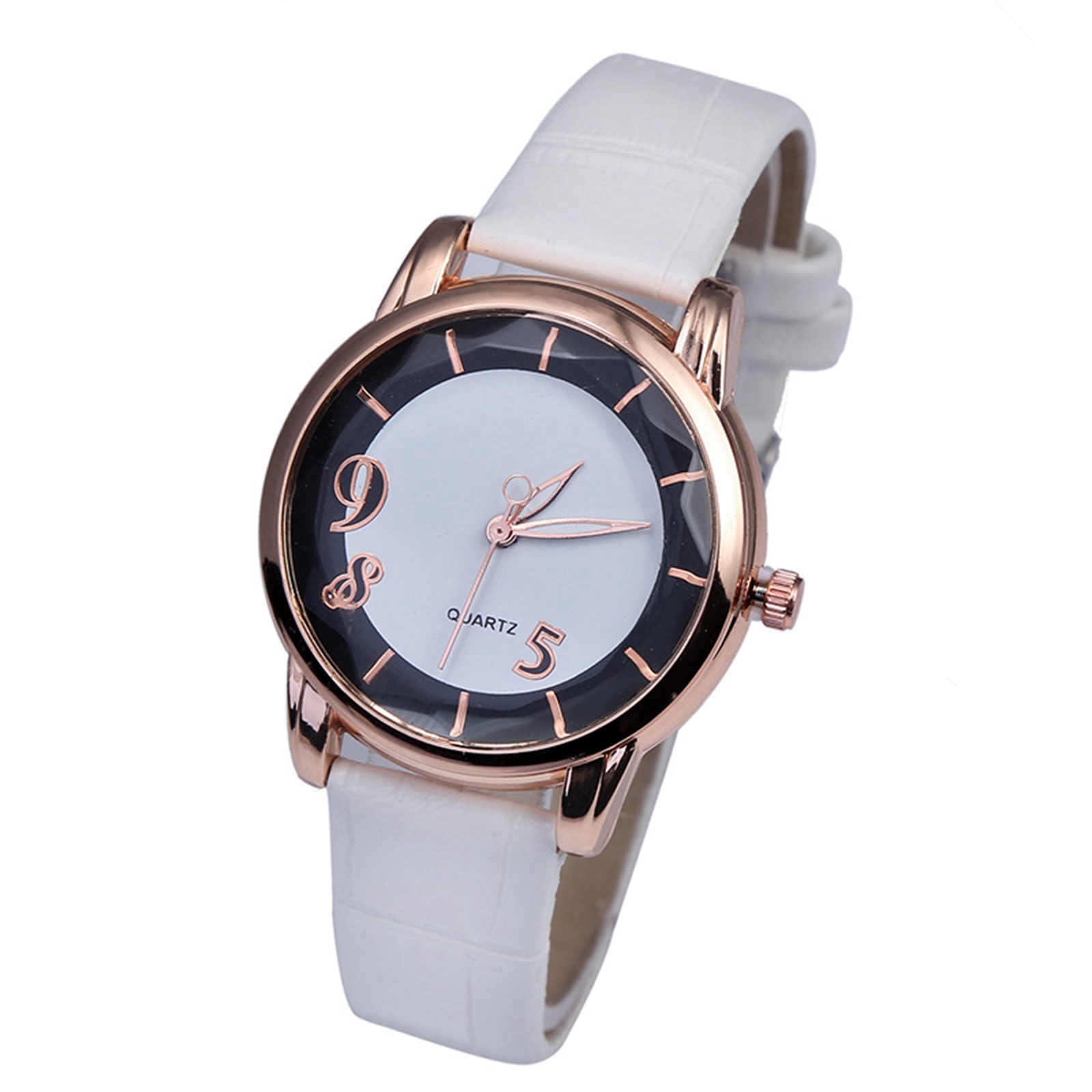 Bemona Elegant Women's Leather Band Watch Stylish Gold Watch for