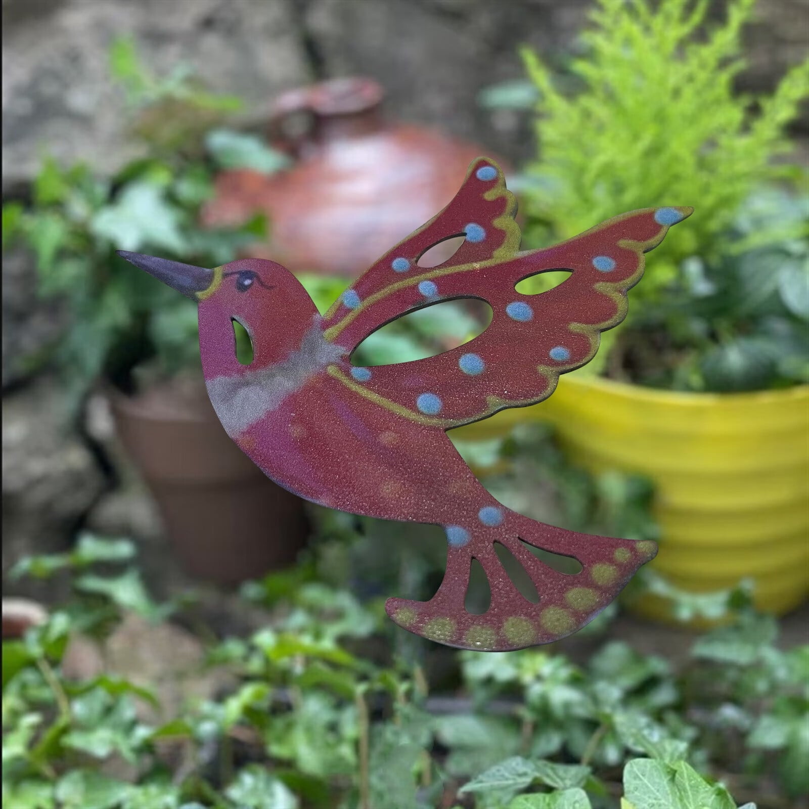 Bemona Metal Colorful Bird,Metal Hummingbird Wall Art,Hummingbird Wall Decor,3D Bird Sculpture