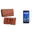 thumbnail image 1 of Bemz Accessory Bundle for Alcatel TCL LX, 1X Evolve, idealXTRA - Executive PU Leather Holster Card Slot Carrying Case (Brown) with Tempered Glass Screen Protector and Atom Cloth, 1 of 9