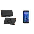 thumbnail image 1 of Bemz Accessory Bundle for Alcatel TCL LX, 1X Evolve, idealXTRA - PU Leather Belt Holster Card Slot Carry Case (Black) with Tempered Glass Screen Protector and Atom Cloth, 1 of 9