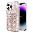thumbnail image 1 of Bemz Bling Case for iPhone 15 Pro, Diamond Glitter Sparkle Dual Layer Hybrid Protector Cute Women Girls Cover (Pink Studs), 1 of 5