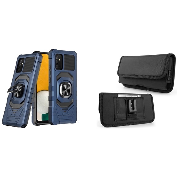 Bemz Case for Gabb Phone 3 Pro, Heavy Duty Shockproof Magnetic Stand Dual Layer Shield Slim Cover (Blue) with Belt Holster Clip Carrying Case Horizontal Rugged Nylon Phone Pouch