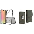 thumbnail image 1 of Bemz Case and Pouch Bundle for iPhone 14 Pro Max: Fusion Protector Slim Case (Black/Clear) and Vertical Rugged Nylon Belt Holster (Midnight Green), 1 of 9