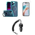 thumbnail image 1 of Bemz Case for iPhone 15 with Slim Heavy-Duty Armor Defender Wireless Charger Magnetic Kickstand Cover, Glass Screen Protector, 40W Car Charger (USB-C Port) - 5 Foot (Teal Blue), 1 of 9
