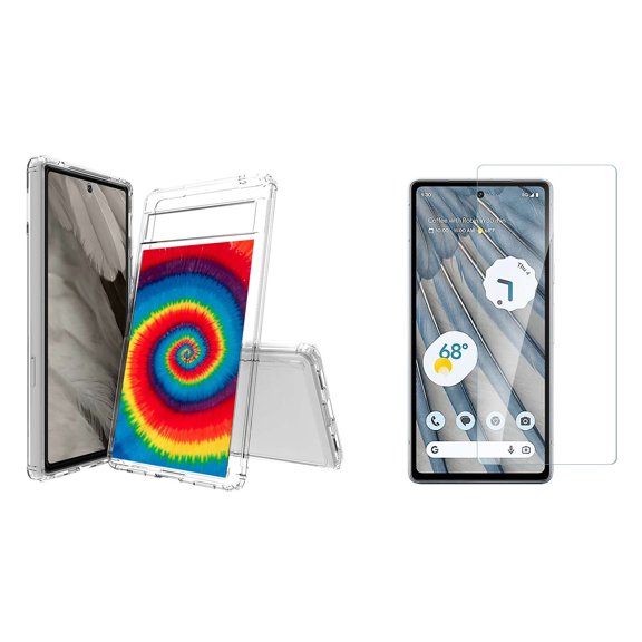 Bemz Flex Gel Series Cover for Google Pixel 7a Case (Tie Dye Spiral) with (2-Pack) Tempered Glass Screen Protectors