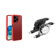 thumbnail image 1 of Bemz Hybrid Case for Celero 5G+ Plus 2024 (3rd Version) Bundle: Impact Resistant Slim Cover with Screen Protector [Tempered Glass], (2-Pack) of USB-A to USB-C Retractable Cables - Red, 1 of 9