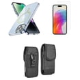 thumbnail image 1 of Bemz Magnetic Case for iPhone 15 with Camera Lens Protection (MagSafe Compatible) Shockproof Transparent Cover, Glass Screen Protector, Vertical Rugged Nylon Belt Holster Pouch (Green), 1 of 9
