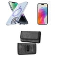 thumbnail image 1 of Bemz Magnetic Case for iPhone 15 with Camera Lens Protection (MagSafe Compatible) Shockproof Transparent Cover, Screen Protector, Horizontal Nylon Belt Holster Pouch (Lavender Purple/Gray), 1 of 9