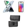 thumbnail image 1 of Bemz Magnetic Case for iPhone 15 Plus with Camera Lens Protection (MagSafe Compatible) Shockproof Transparent Cover, Screen Protector, Horizontal Nylon Belt Holster Pouch (Black/Gray), 1 of 9
