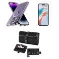 thumbnail image 1 of Bemz Magnetic Case for iPhone 15 Pro with Camera Lens Protection (MagSafe Compatible) Shockproof Transparent Cover, Screen Protector, Horizontal Buckle Belt Holster Travel Pouch (Lavender Purple), 1 of 9