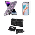 thumbnail image 1 of Bemz Magnetic Case for iPhone 15 Pro with Camera Lens Protection (MagSafe Compatible) Shockproof Transparent Cover, Screen Protector, Horizontal Buckle Belt Holster Travel Pouch (Magenta Pink), 1 of 9