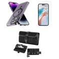 thumbnail image 1 of Bemz Magnetic Case for iPhone 15 Pro with Camera Lens Protection (MagSafe Compatible) Shockproof Transparent Cover, Screen Protector, Horizontal Buckle Belt Holster Travel Pouch (Black), 1 of 9