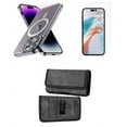 thumbnail image 1 of Bemz Magnetic Case for iPhone 15 Pro with Camera Lens Protection (MagSafe Compatible) Shockproof Transparent Cover, Screen Protector, Horizontal Nylon Belt Holster Pouch (Green/Gray), 1 of 9