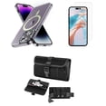 thumbnail image 1 of Bemz Magnetic Case for iPhone 15 Pro Max with Camera Lens Protection (MagSafe Compatible) Shockproof Transparent Cover, Screen Protector, Horizontal Buckle Belt Holster Travel Pouch (Green), 1 of 9