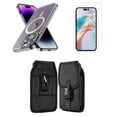 thumbnail image 1 of Bemz Magnetic Case for iPhone 15 Pro Max with Camera Lens Protection (MagSafe Compatible) Shockproof Transparent Cover, Screen Protector, Vertical Release Buckle Belt Holster Pouch (Green), 1 of 9