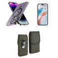 thumbnail image 1 of Bemz Magnetic Case for iPhone 15 Pro Max with Camera Lens Protection (MagSafe Compatible) Shockproof Transparent Cover, Screen Protector, Vertical Rugged Nylon Belt Holster Pouch (Black/Green), 1 of 9