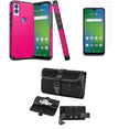 thumbnail image 1 of Bemz Phone Case for AT&T Propel 5G with Dual Layer Magnetic Armor Protection Cover, Glass Screen Protector and Horizontal Rugged Release Buckle Belt Holster Pouch (Hot Pink), 1 of 9
