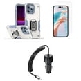 thumbnail image 1 of Bemz Phone Case for iPhone 15 with Camera Protection Heavy Duty Magnetic Kickstand Cover, Glass Screen Protector, 40W Car Charger (USB-C Port) - 5 Foot (Titanium White), 1 of 9