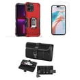thumbnail image 1 of Bemz Phone Case for iPhone 15 with Camera Protection Heavy Duty Magnetic Kickstand Cover, Screen Protector, Horizontal Buckle Belt Holster Travel Pouch (Titanium Red), 1 of 9