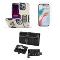 thumbnail image 1 of Bemz Phone Case for iPhone 15 Plus with Camera Protection Heavy Duty Magnetic Kickstand Cover, Screen Protector, Horizontal Buckle Belt Holster Travel Pouch (Titanium Gold), 1 of 9