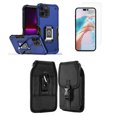 thumbnail image 1 of Bemz Phone Case for iPhone 15 Plus with Camera Protection Heavy Duty Magnetic Kickstand Cover, Screen Protector, Vertical Release Buckle Belt Holster Pouch (Cobalt Blue), 1 of 9