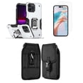 thumbnail image 1 of Bemz Phone Case for iPhone 15 Plus with Camera Protection Heavy Duty Magnetic Kickstand Cover, Screen Protector, Vertical Release Buckle Belt Holster Pouch (Lunar Silver), 1 of 9