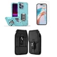 thumbnail image 1 of Bemz Phone Case for iPhone 15 Plus with Camera Protection Heavy Duty Magnetic Kickstand Cover, Screen Protector, Vertical Release Buckle Belt Holster Pouch (Mint Teal), 1 of 9