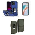 thumbnail image 1 of Bemz Phone Case for iPhone 15 Plus with Camera Protection Heavy Duty Magnetic Kickstand Cover, Screen Protector, Vertical Rugged Nylon Belt Holster Pouch (Cobalt Blue/Green), 1 of 9