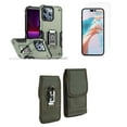 thumbnail image 1 of Bemz Phone Case for iPhone 15 Plus with Camera Protection Heavy Duty Magnetic Kickstand Cover, Screen Protector, Vertical Rugged Nylon Belt Holster Pouch (Sage Green/Green), 1 of 9