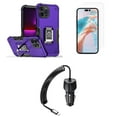 thumbnail image 1 of Bemz Phone Case for iPhone 15 Pro with Camera Protection Heavy Duty Magnetic Kickstand Cover, Glass Screen Protector, 40W Car Charger (USB-C Port) - 5 Foot (Dark Purple), 1 of 9