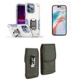 thumbnail image 1 of Bemz Phone Case for iPhone 15 Pro with Camera Protection Heavy Duty Magnetic Kickstand Cover, Screen Protector, Vertical Rugged Nylon Belt Holster Pouch (Titanium White/Green), 1 of 9