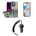 thumbnail image 1 of Bemz Phone Case for iPhone 15 Pro Max with Camera Protection Heavy Duty Magnetic Kickstand Cover, Glass Screen Protector, 40W Car Charger (USB-C Port) - 5 Foot (Sage Green), 1 of 9