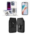 thumbnail image 1 of Bemz Phone Case for iPhone 15 Pro Max with Camera Protection Heavy Duty Magnetic Kickstand Cover, Screen Protector, Vertical Release Buckle Belt Holster Pouch (Titanium White), 1 of 9