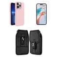 thumbnail image 1 of Bemz Phone Case for iPhone 15 Pro Max - Liquid TPU Silicone (Metal Buttons/Camera Edges) Protection Cover, Screen Protector, Vertical Release Buckle Belt Holster Pouch (Light Pink), 1 of 9