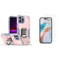 thumbnail image 1 of Bemz Phone Case for iPhone 15 Pro Max with Tempered Glass Screen Protector, Camera Protection Heavy Duty Shockproof Protection Magnetic Mount Stand Cover (Titanium Pink Gray), 1 of 6
