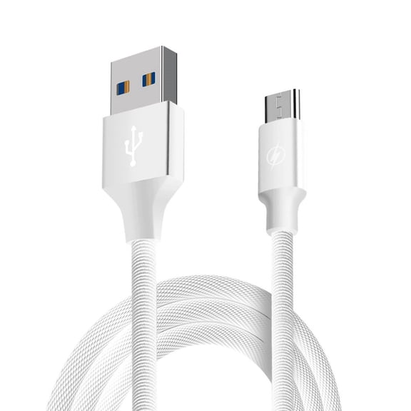 Bemz Rope USB Cable for Cricket Ovation 2 (USB-C to USB-A Cable) with Keychain Tool - 6.5 Feet (2 Meters), White