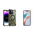 thumbnail image 1 of Bemz Rugged Case for iPhone 15 - Tough Magnetic Ring Stand Charger Cover with Tempered Glass Screen Protectors (Midnight Green), 1 of 6