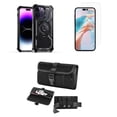 thumbnail image 1 of Bemz Rugged Case for iPhone 15 Plus - Tough Magnetic Ring Stand Charger Cover with Glass Screen Protector and Horizontal Rugged Release Buckle Belt Holster Travel Pouch (Black), 1 of 9