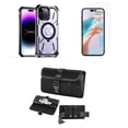 thumbnail image 1 of Bemz Rugged Case for iPhone 15 Pro Max - Tough Magnetic Ring Stand Charger Cover with Glass Screen Protector and Horizontal Rugged Release Buckle Belt Holster Travel Pouch (Light Purple), 1 of 9