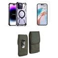 thumbnail image 1 of Bemz Rugged Case for iPhone 15 Pro Max - Tough Magnetic Ring Stand Charger Cover with Glass Screen Protector and Vertical Rugged Nylon Belt Holster Pouch (Light Purple/Forest Green), 1 of 9