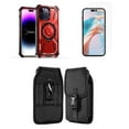 thumbnail image 1 of Bemz Rugged Case for iPhone 15 Pro - Tough Magnetic Ring Stand Charger Cover with Glass Screen Protector and Vertical Rugged Release Buckle Belt Holster Pouch (Red), 1 of 9