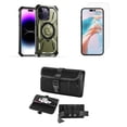 thumbnail image 1 of Bemz Rugged Case for iPhone 15 - Tough Magnetic Ring Stand Charger Cover with Glass Screen Protector and Horizontal Rugged Release Buckle Belt Holster Travel Pouch (Midnight Green), 1 of 9
