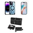 thumbnail image 1 of Bemz Rugged Case for iPhone 15 - Tough Magnetic Ring Stand Charger Cover with Glass Screen Protector and Horizontal Rugged Release Buckle Belt Holster Travel Pouch (Light Blue), 1 of 9