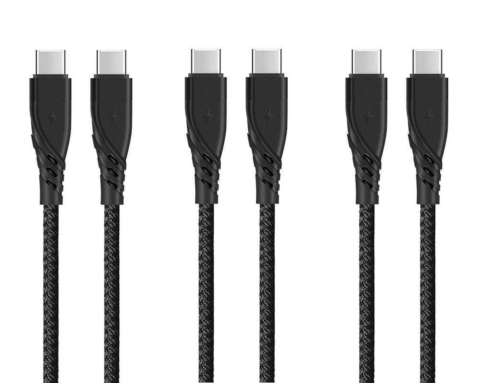 Bemz USB C Cable, Heavy Duty USB C to USB C Cable (3 Pack, 3 Feet), 60W
