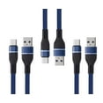 thumbnail image 1 of Bemz USB-C to USB-A Cables for Nokia 2760 Flip 4G (Heavy Duty Nylon Fast Charging USB Type-C Charger Cables) - 3.3 Feet (1 Meter) - Dark Blue - 3 Pack, 1 of 8